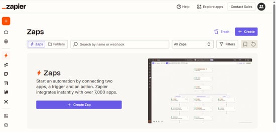Begin Building a Zap in Zapier