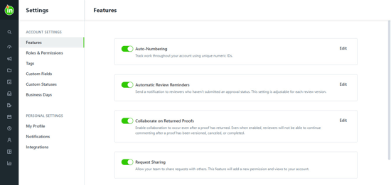Feature settings