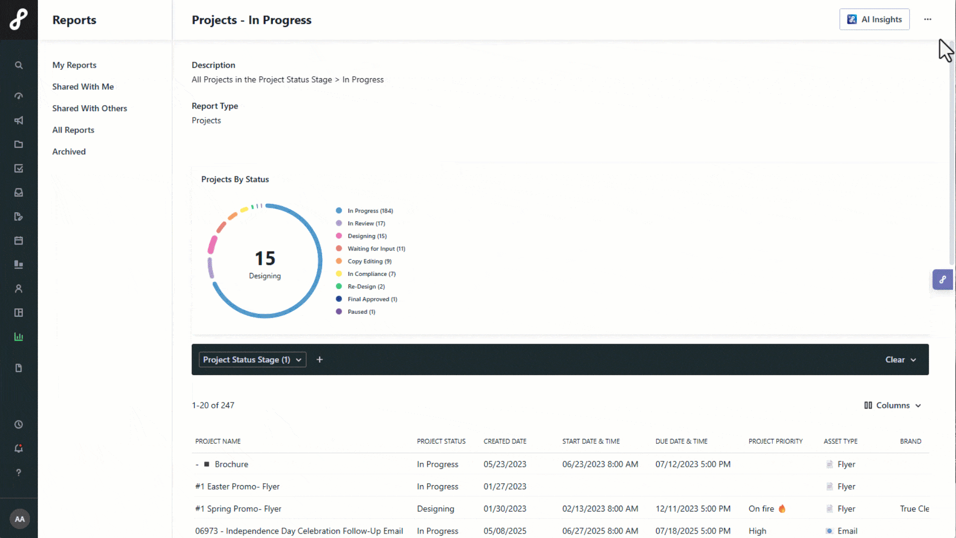 AI Report Insights results