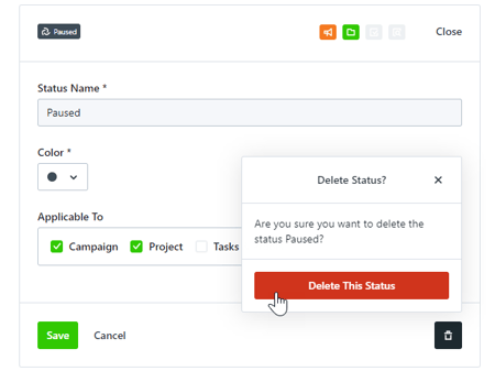 Deleting a Custom Status