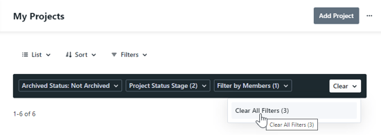 clear all filters option