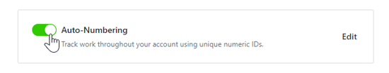 Auto Numbering toggle