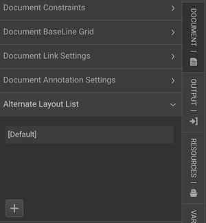 ALTERNATE LAYOUT LIST panel