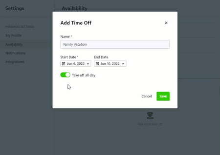 Adding time off