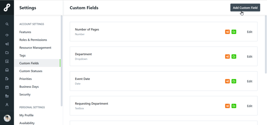 Add Custom Field button