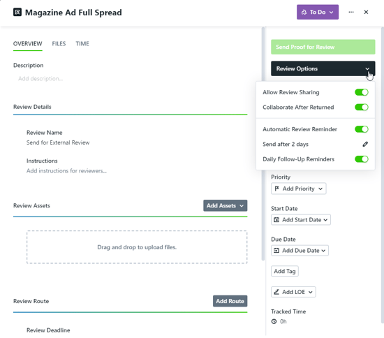 Automatic Review Reminders toggle