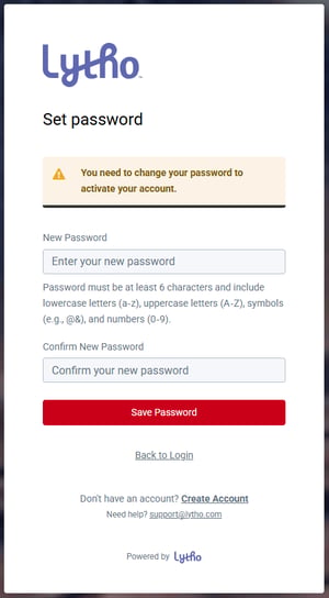 Setting Lytho password