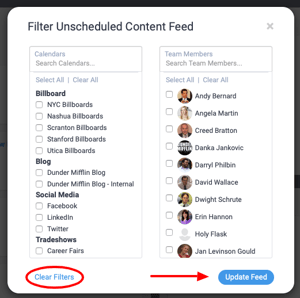 Filtering the Unscheduled Content Module