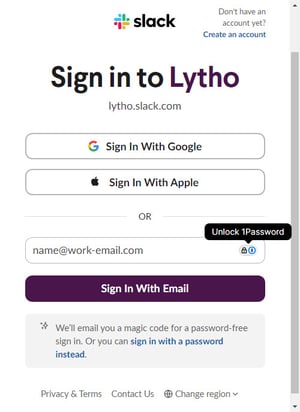 Sign in screen