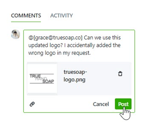Attaching file to comment