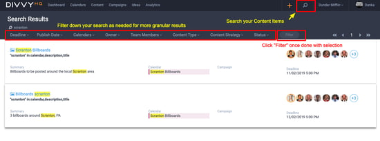 Search options