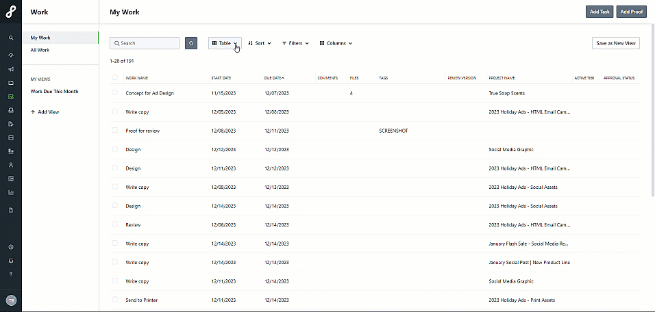 Work Gantt custom view