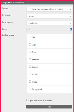 Export to CHILI Publisher section