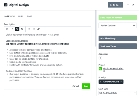 Rich Text Editing in Descriptions
