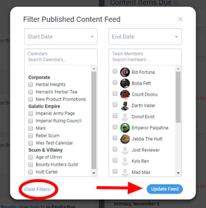 Filtering the Published Content Widget