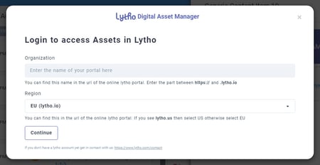 Lytho login window