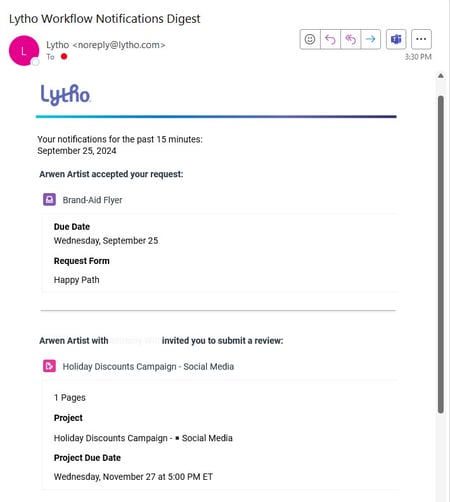 Notification digest email