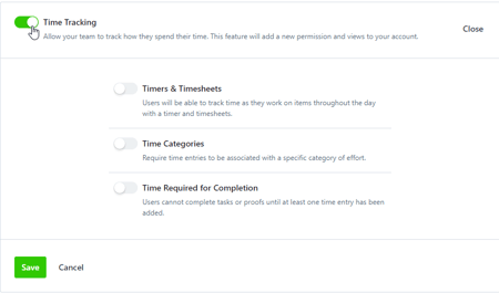  Time Tracking feature toggle