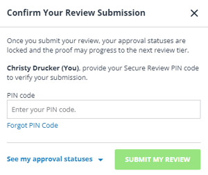 submitting review with pin