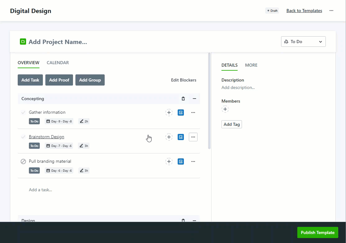 Managing Dependencies in Project Templates