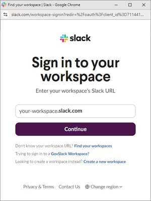 Sign in screen