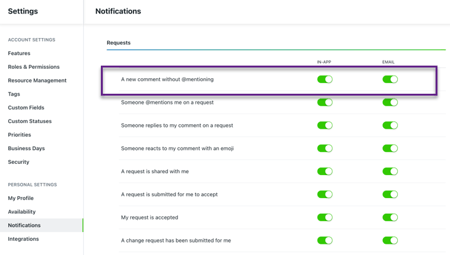 Notification toggles