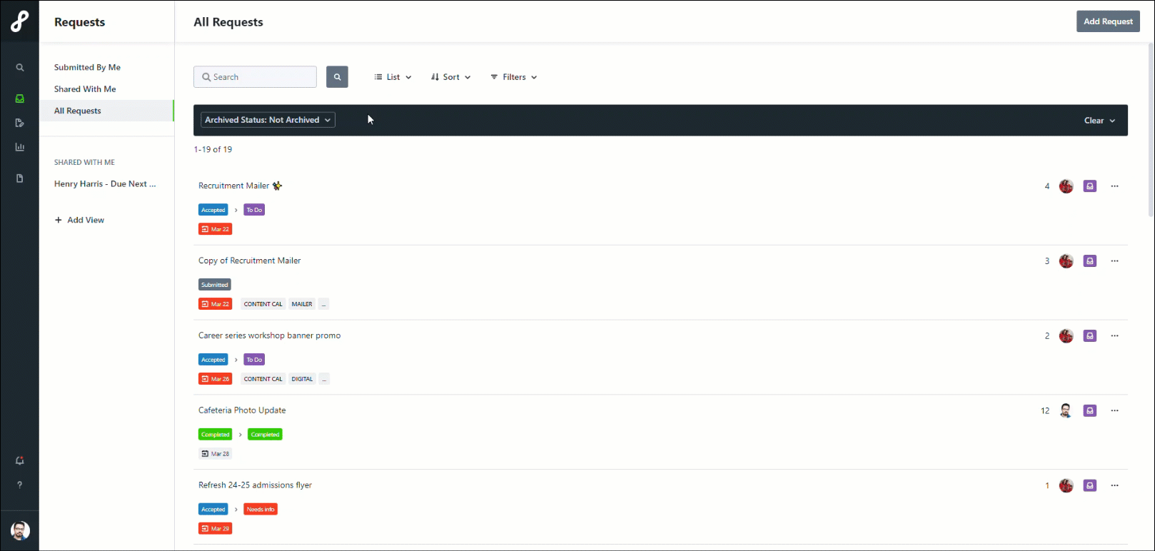 request custom views