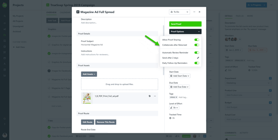 collaborate on returned proofs option