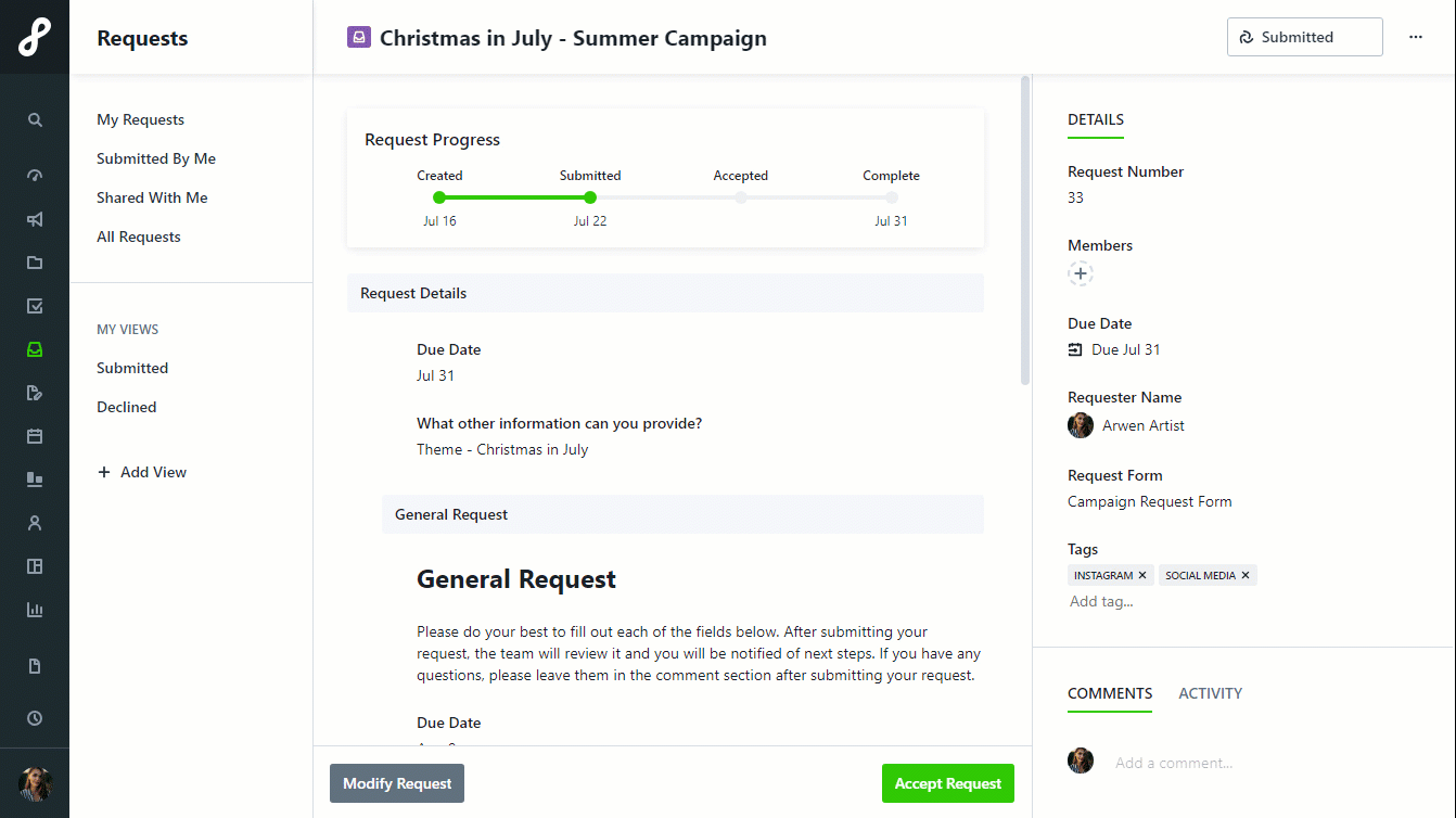 Declining a Request
