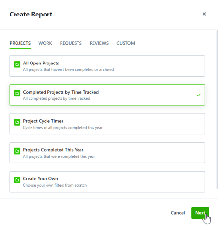 create report modal