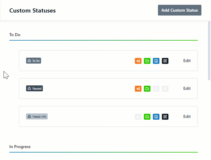 Rearranging Custom Statuses