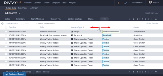Column reordering