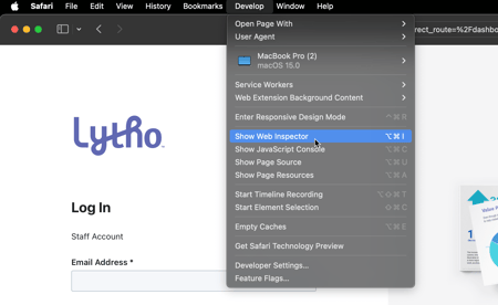 Show Web Inspector option