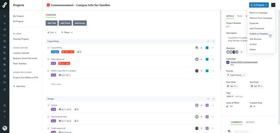Publish as Template option