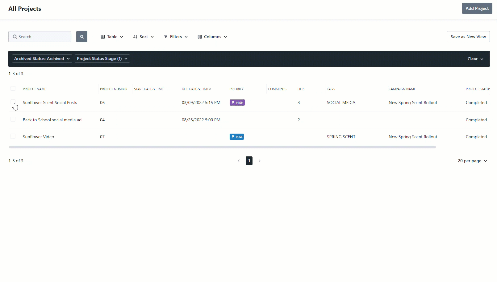 Unarchiving in bulk