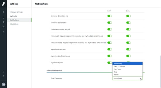 Notifications tab