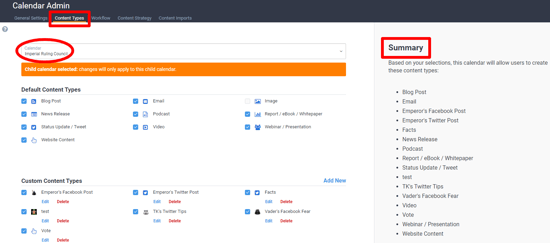 Content types tab