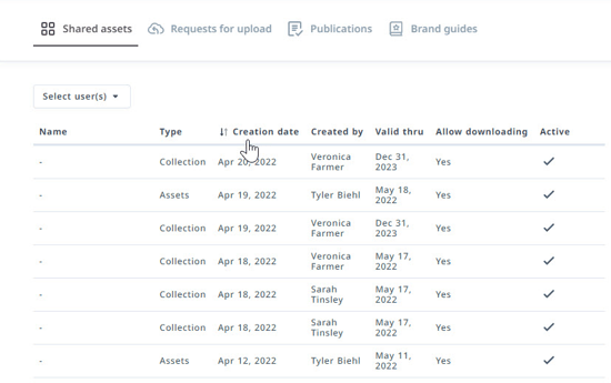 Column sorting