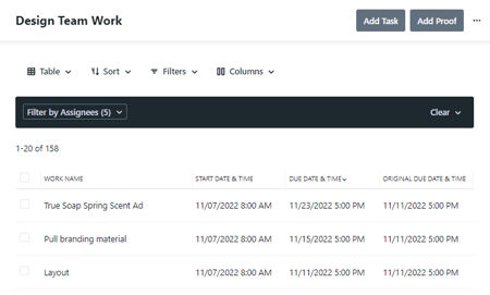 Original Due Dates column