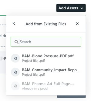 add assets dropdown