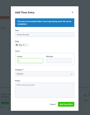 adding time entry