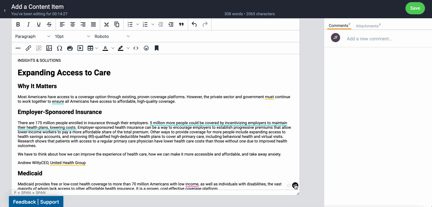 Writer interface