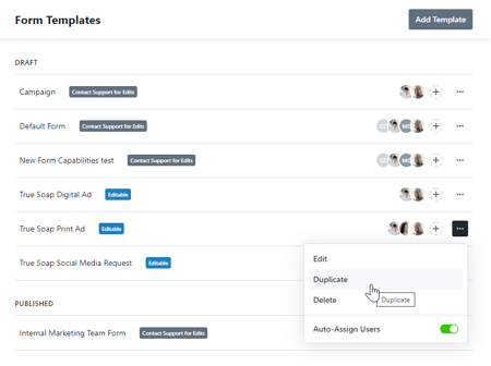 Duplicating a Form Template