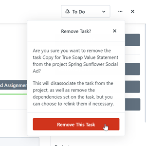 Remove from Project confirmation