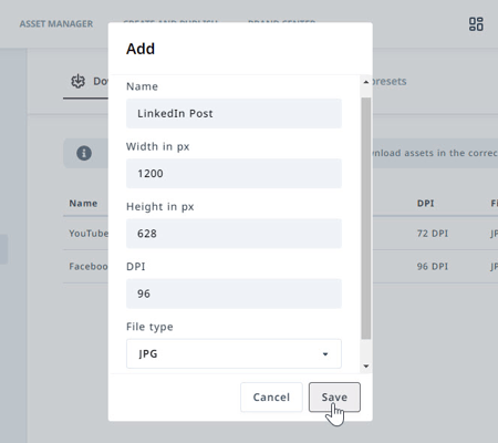 creating Download Preset