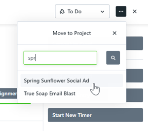 selecting project name