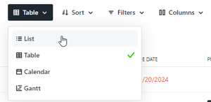 sort dropdown