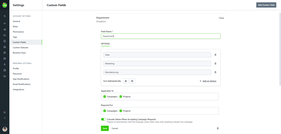 Cascading Custom Fields toggles