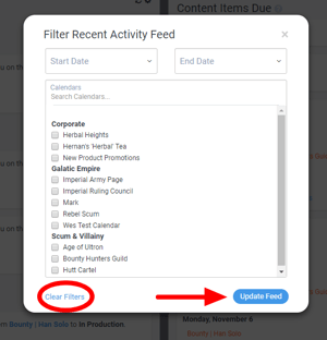 Filtering the Recent Activity Feed