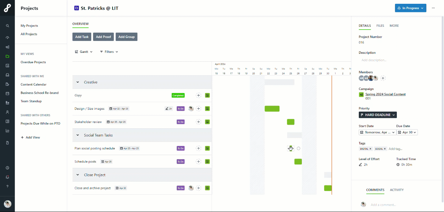 Adding date to multiple work items in gantt view